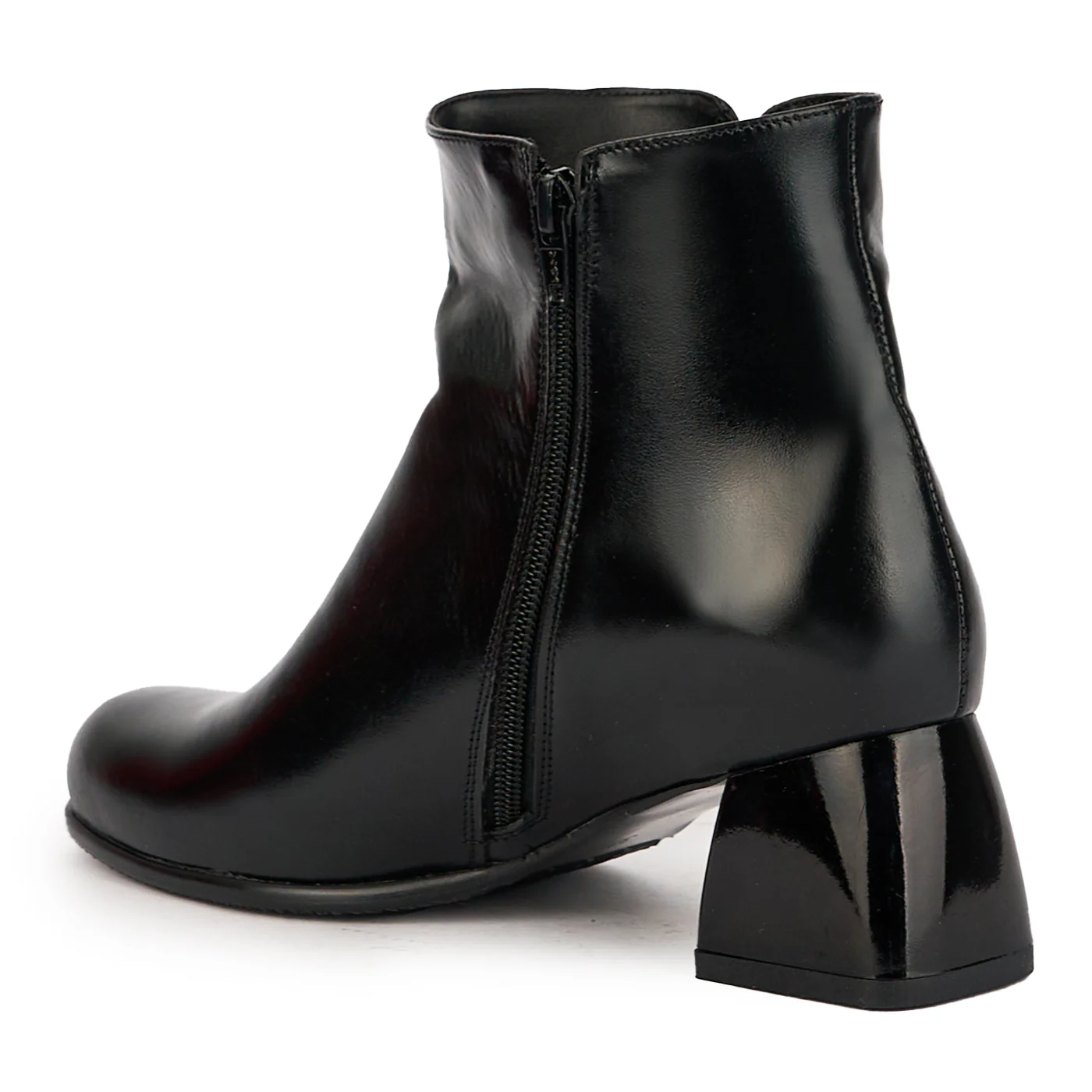 Botine dama din piele naturala neagra cu toc gros 6 cm 17303 - Image 2
