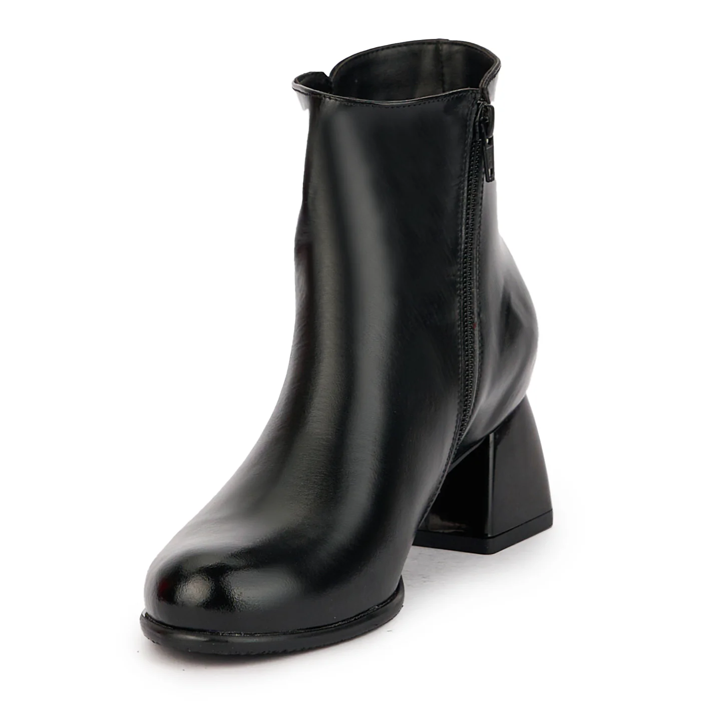 Botine dama din piele naturala neagra cu toc gros 6 cm 17303 - Image 3