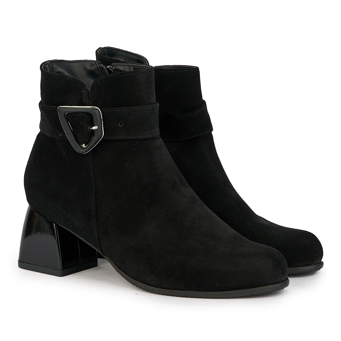 Botine dama din piele naturala neagra cu toc gros 6 cm 17346 - Image 4