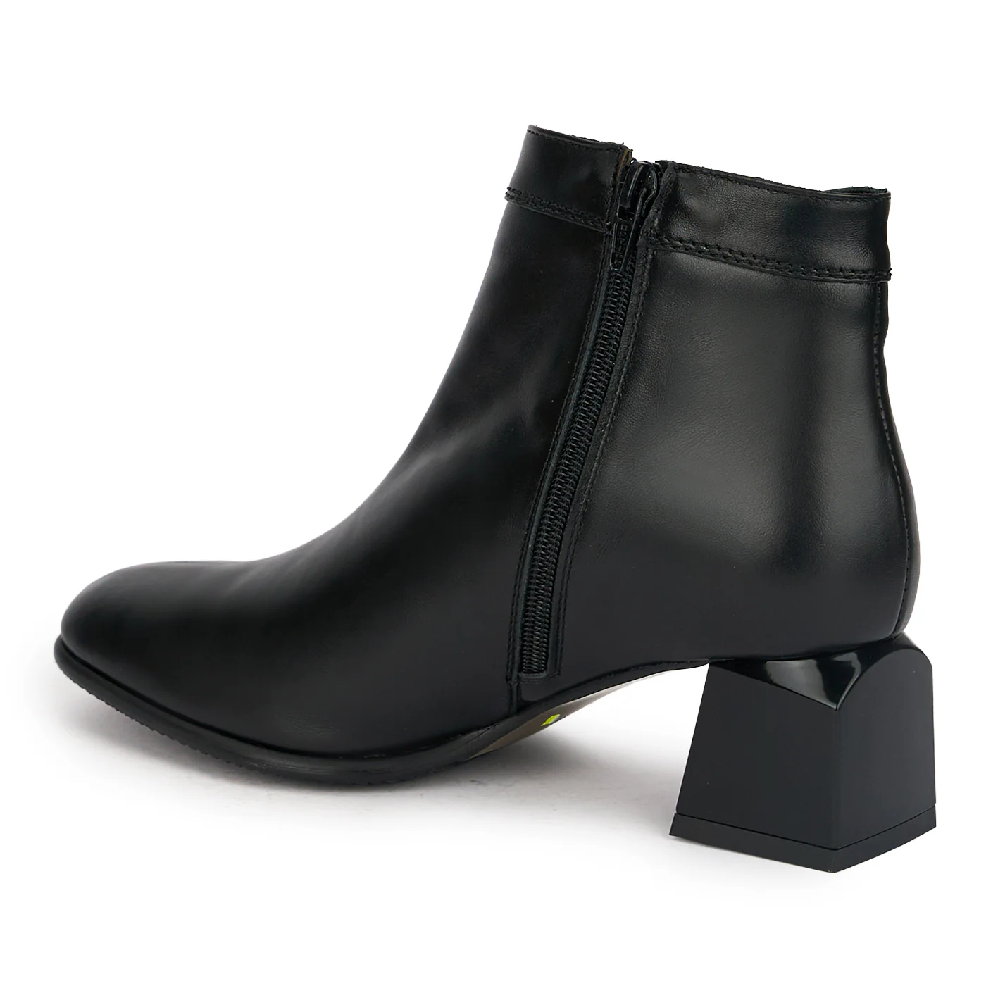 Botine dama din piele naturala neagra cu toc gros 6 cm 18928 - Image 2