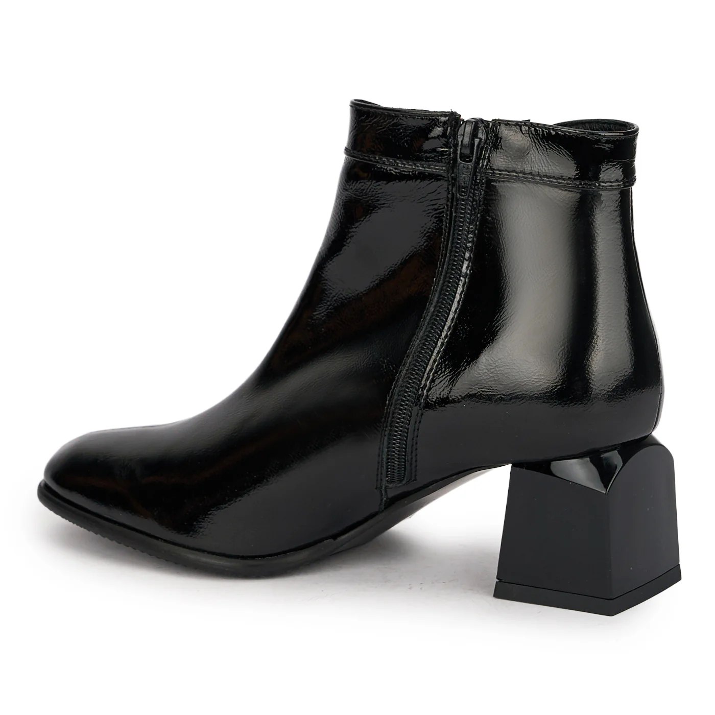 Botine dama din piele naturala neagra cu toc gros 6 cm 18929 - Image 2