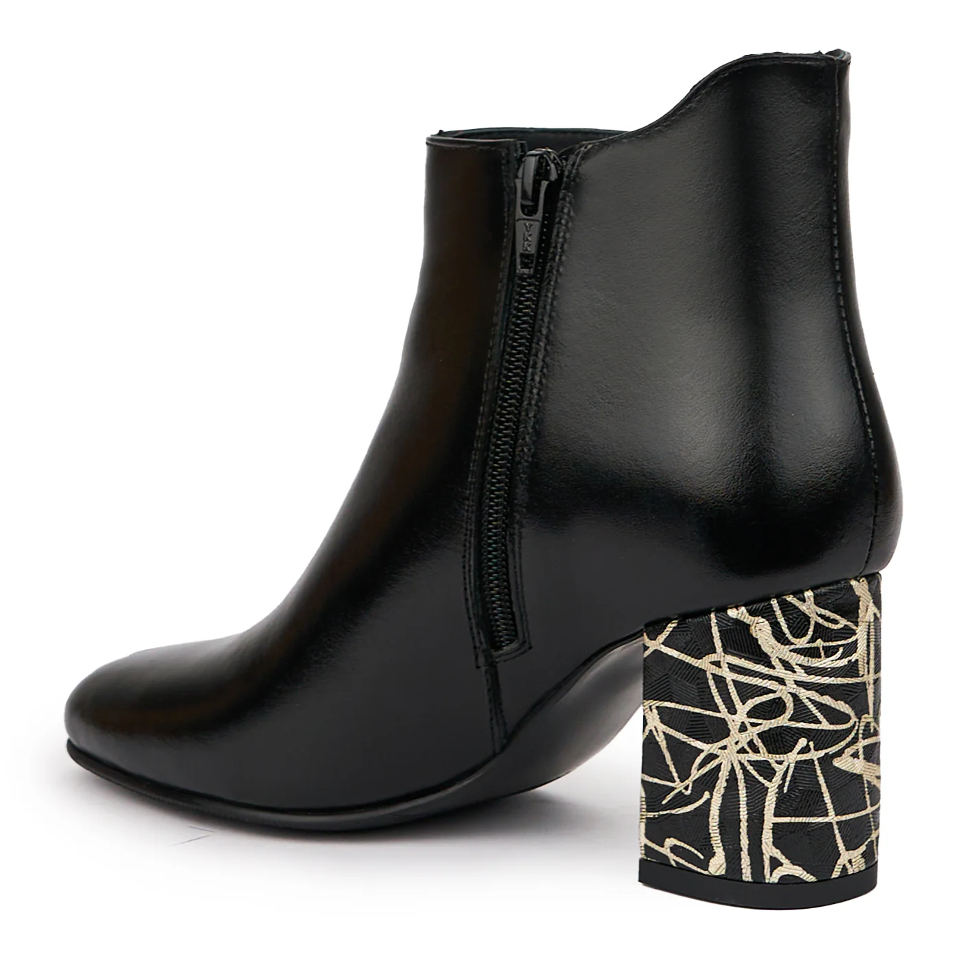 Botine dama din piele naturala neagra cu toc gros 7.5 cm 14321 - Image 2