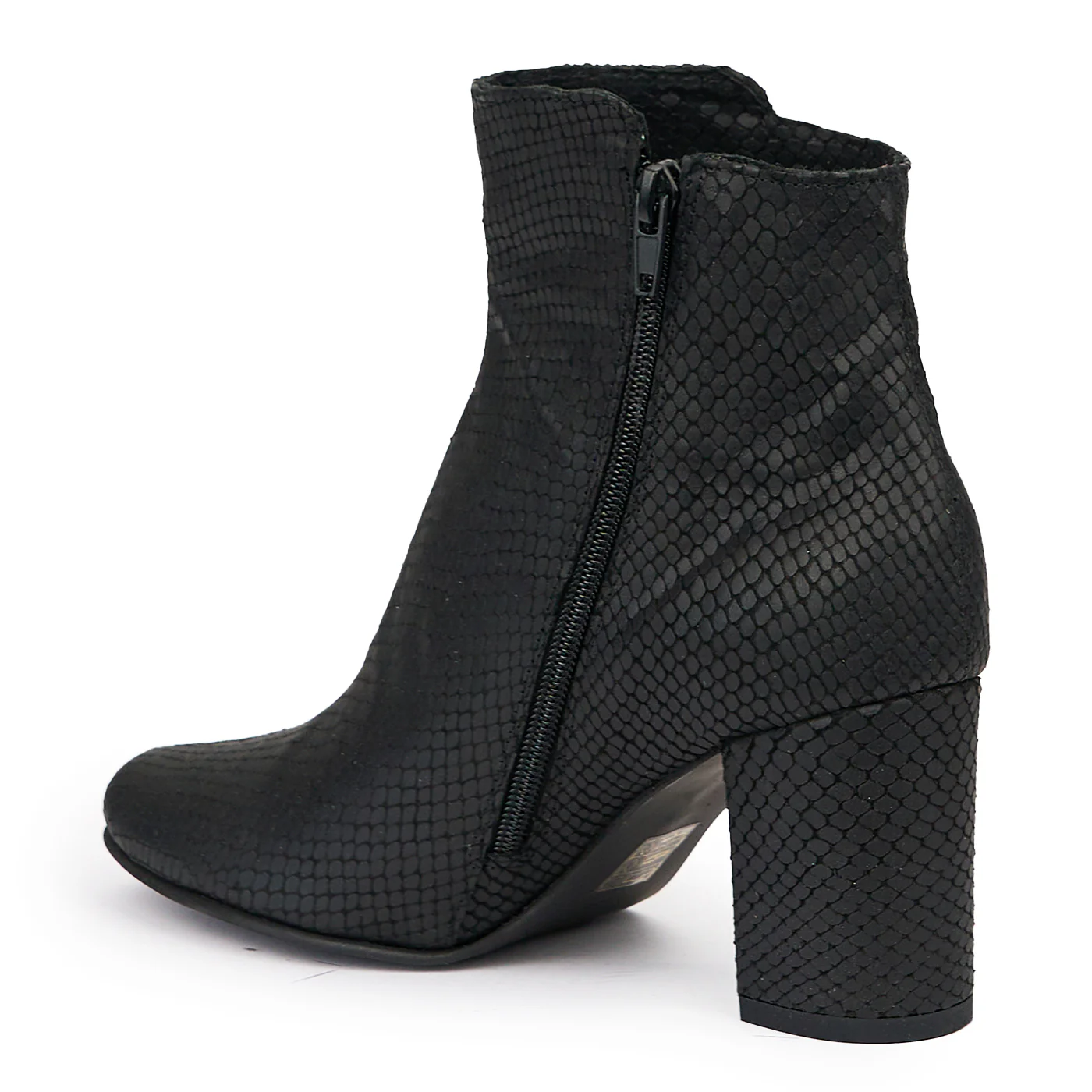 Botine dama din piele naturala neagra cu toc gros 7.5 cm 14476 - Image 2