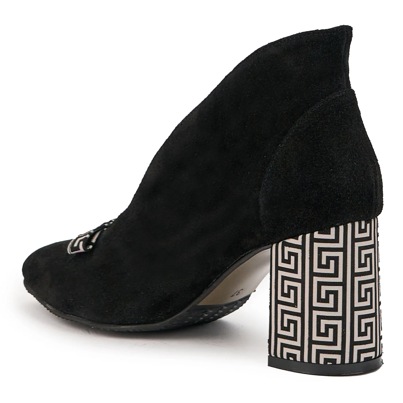 Botine dama din piele naturala neagra cu toc gros 7.5 cm 14729 - Image 2