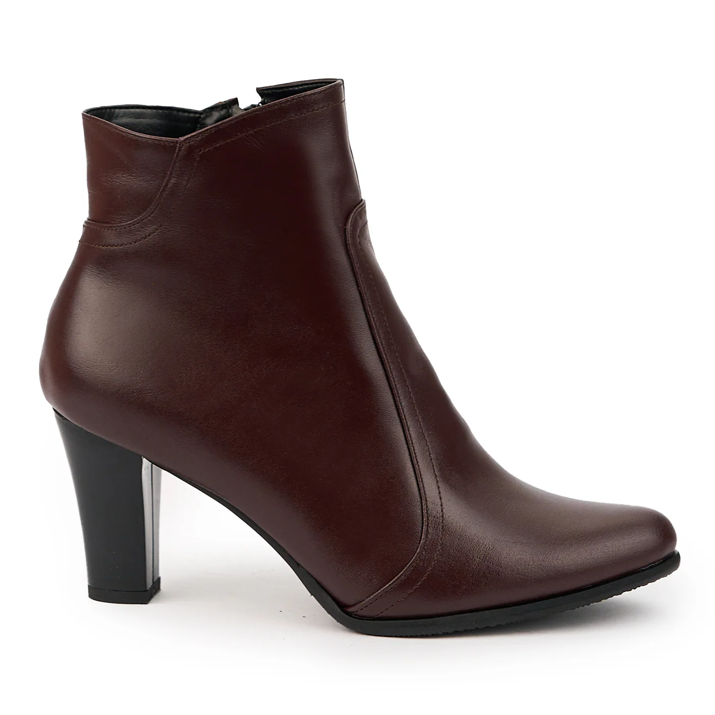 Botine dama din piele naturala neagra cu toc gros 7.5 cm 14730