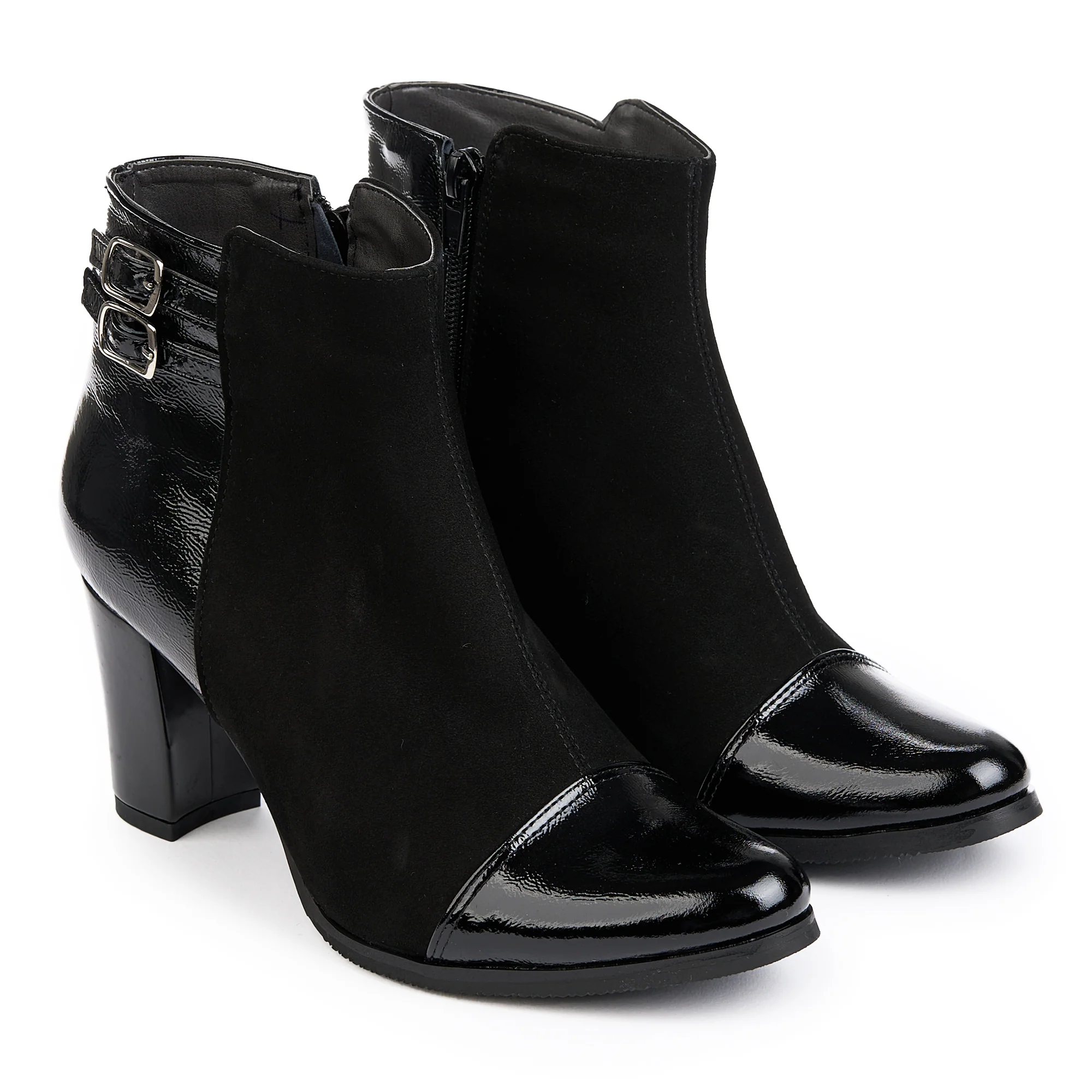Botine dama din piele naturala neagra cu toc gros 7.5 cm 14837 - Image 3