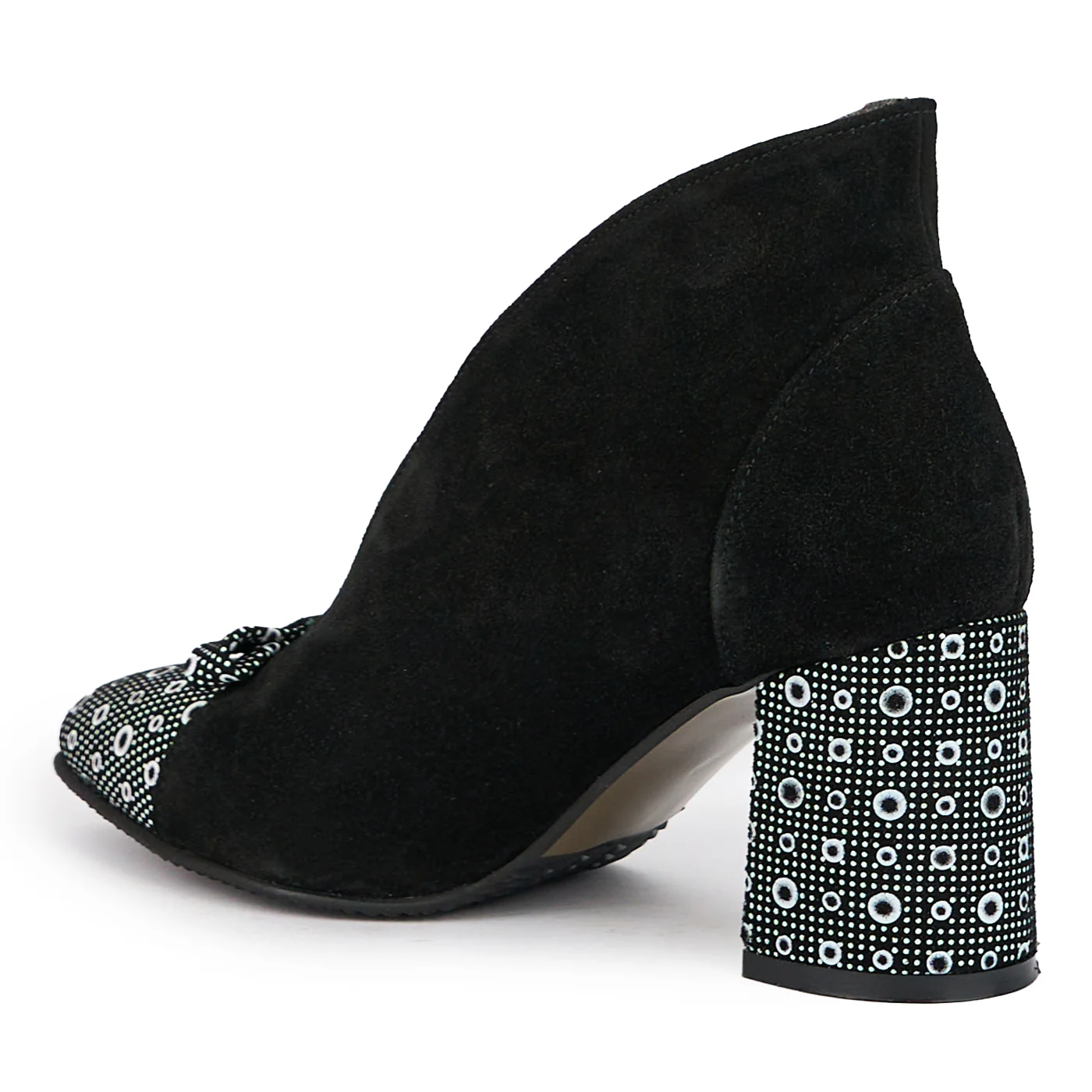 Botine dama din piele naturala neagra cu toc gros 7.5 cm 15224 - Image 2