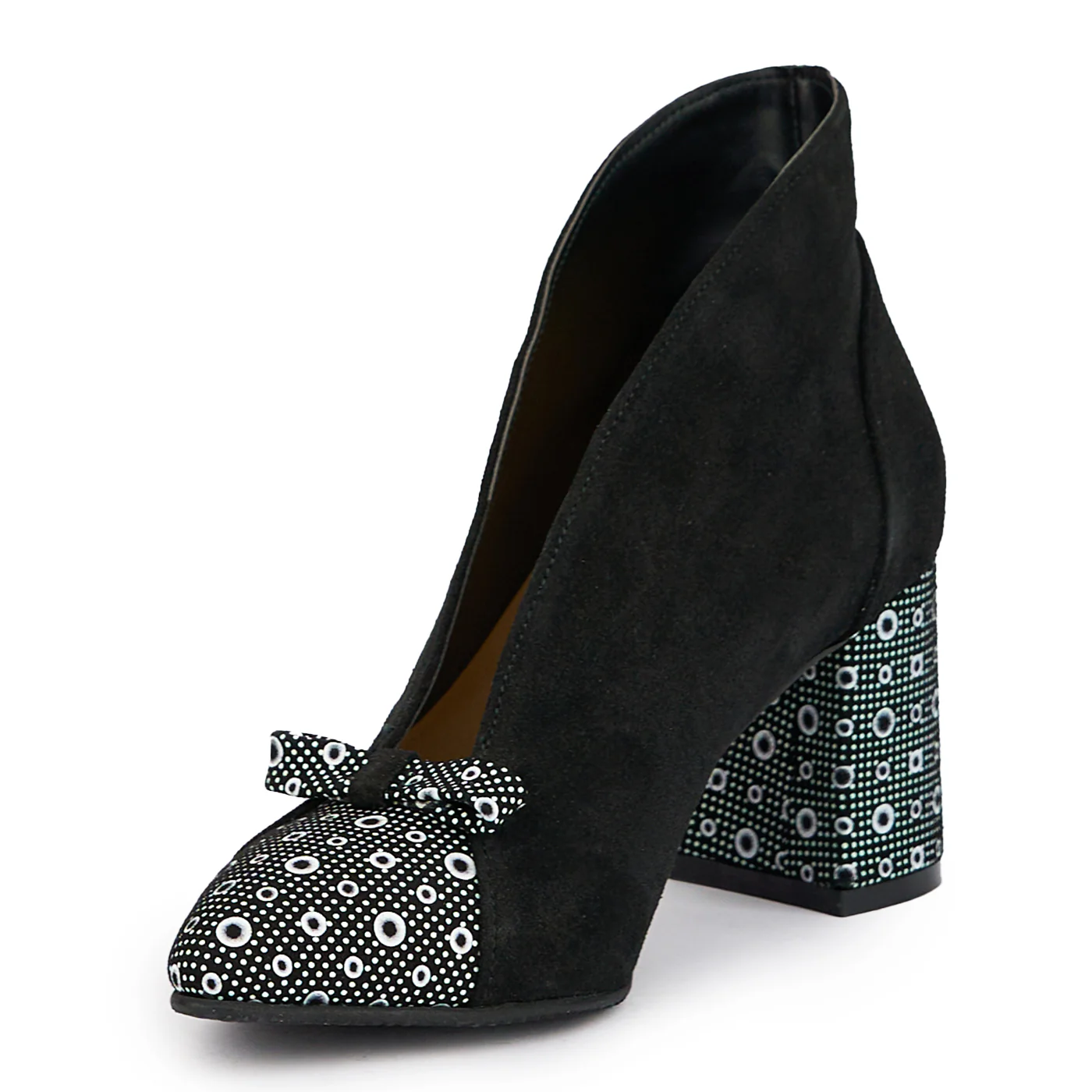 Botine dama din piele naturala neagra cu toc gros 7.5 cm 15224 - Image 3