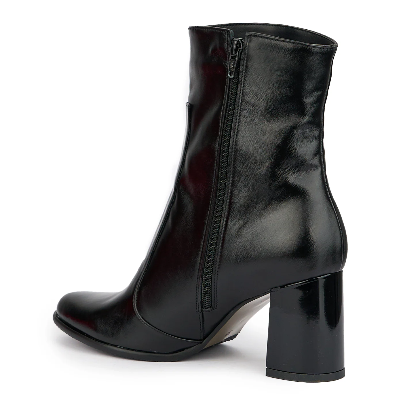 Botine dama din piele naturala neagra cu toc gros 7.5 cm 15226 - Image 2