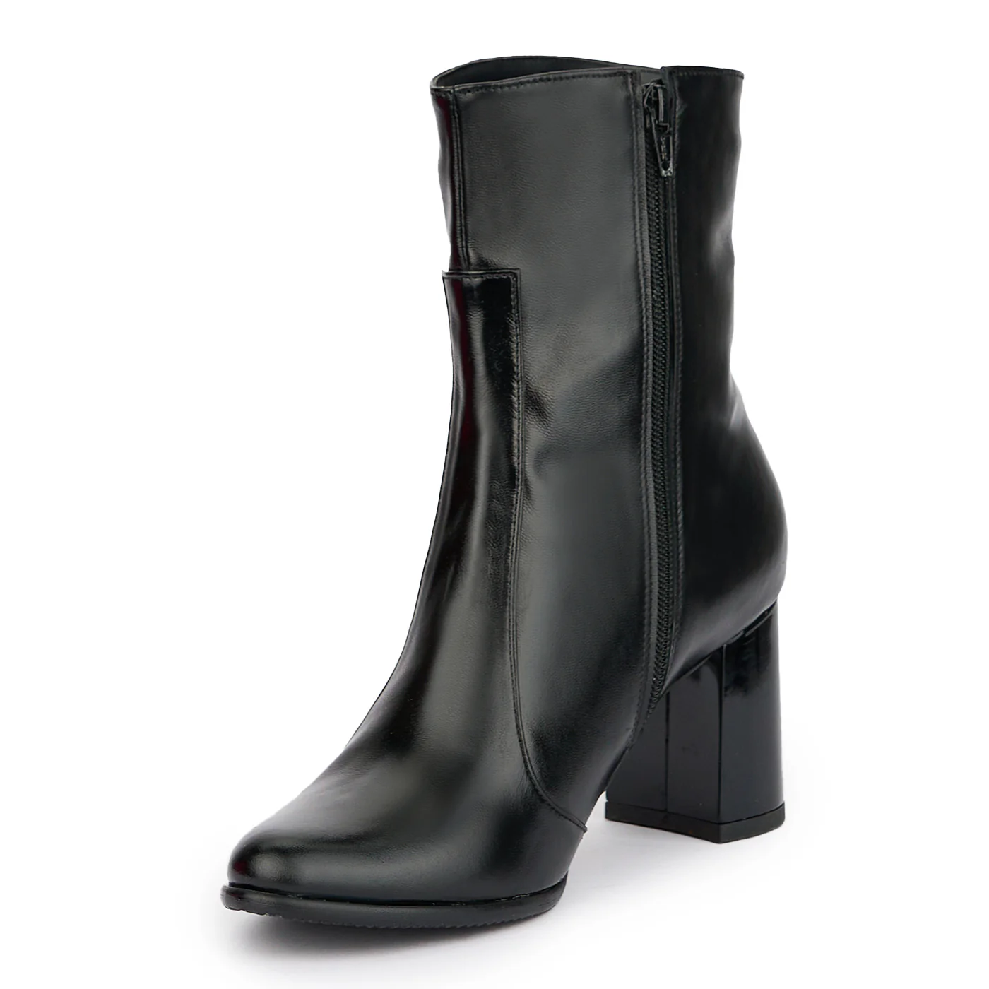 Botine dama din piele naturala neagra cu toc gros 7.5 cm 15226 - Image 3