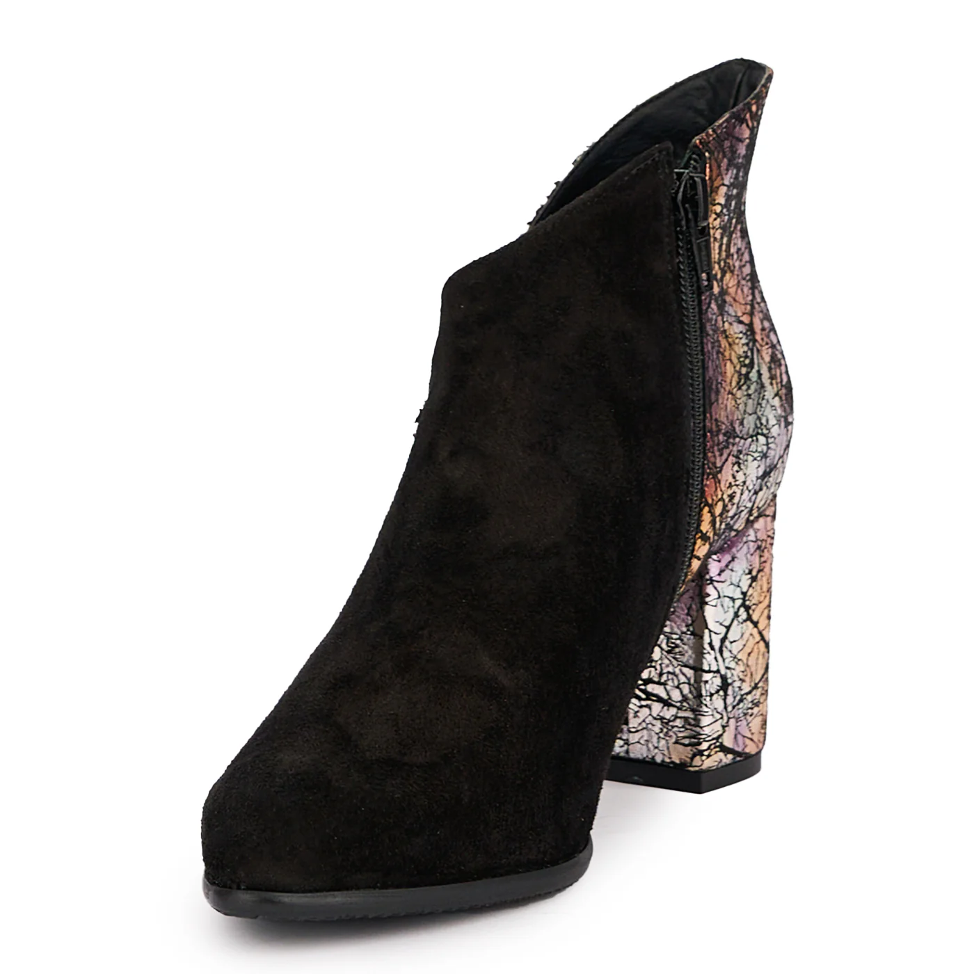 Botine dama din piele naturala neagra cu toc gros 7.5 cm 16944 - Image 3