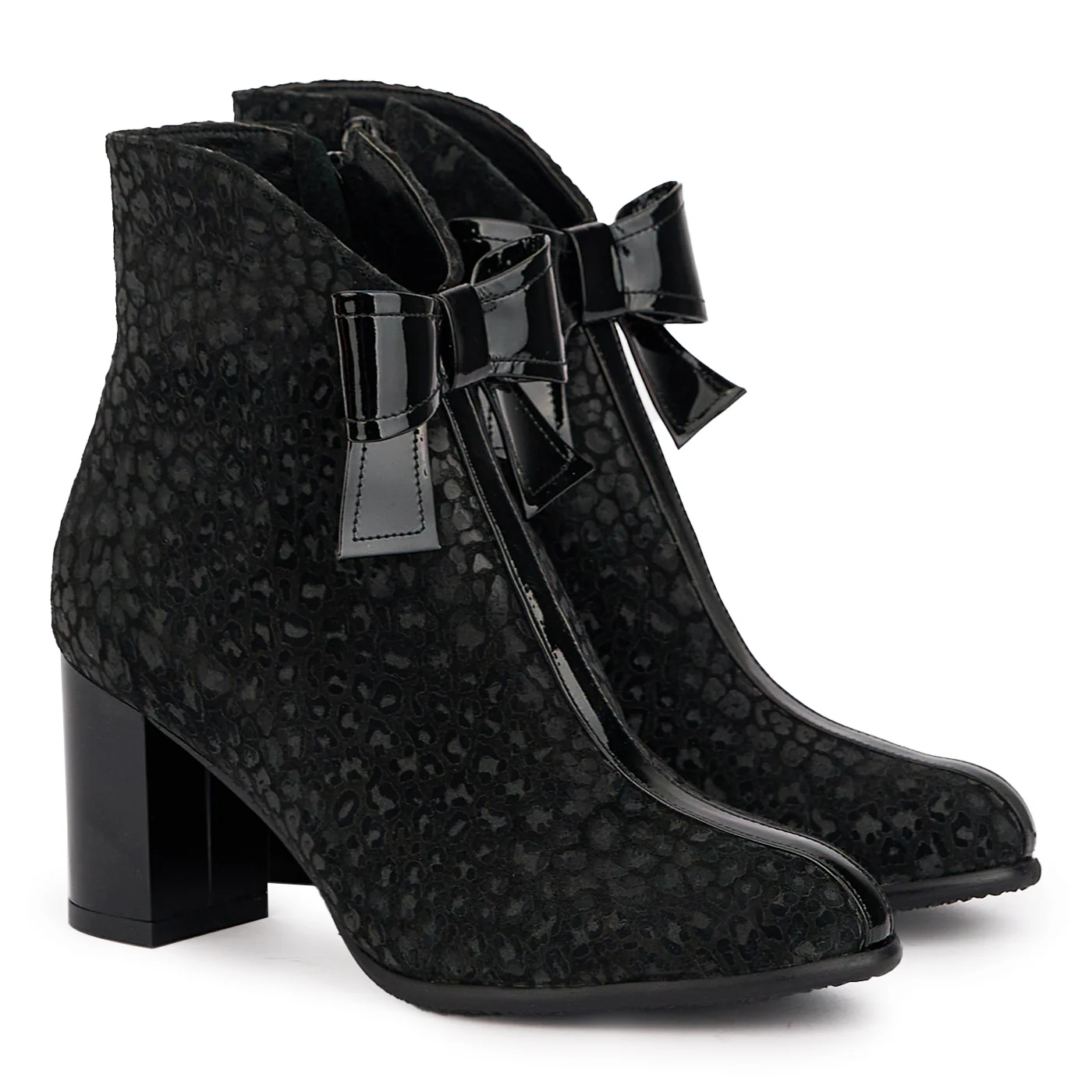 Botine dama din piele naturala neagra cu toc gros 7 cm 16948 - Image 4