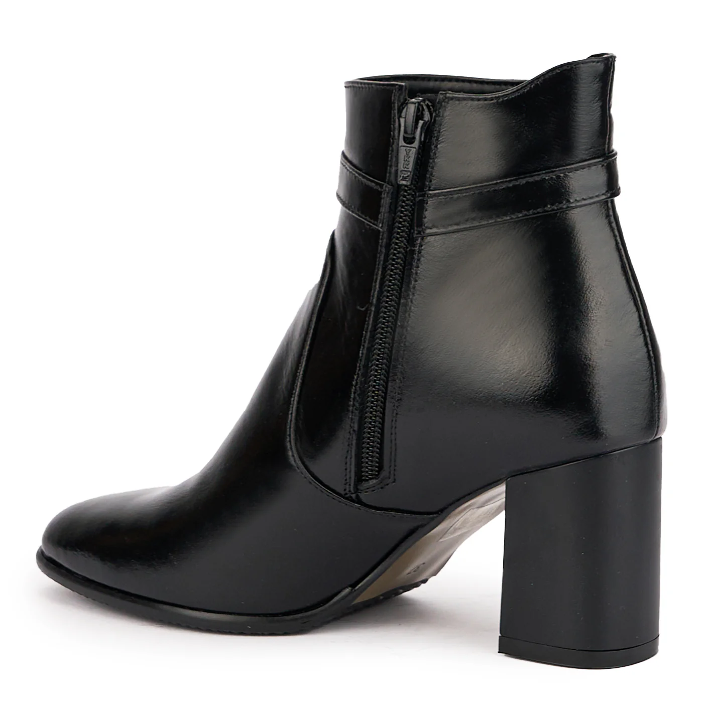 Botine dama din piele naturala neagra cu toc gros 7.5 cm 16979 - Image 2