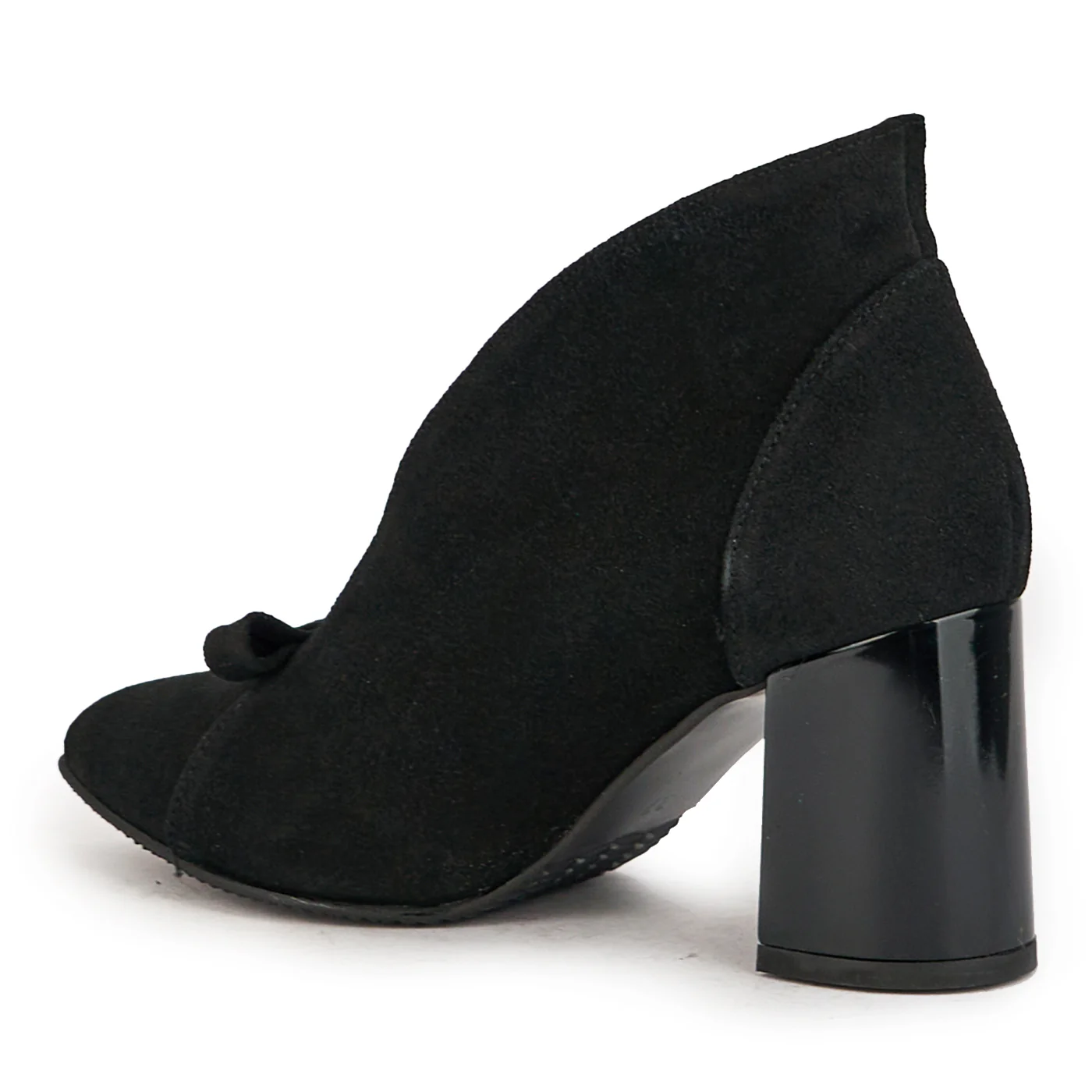 Botine dama din piele naturala neagra cu toc gros 7.5 cm 17342 - Image 2