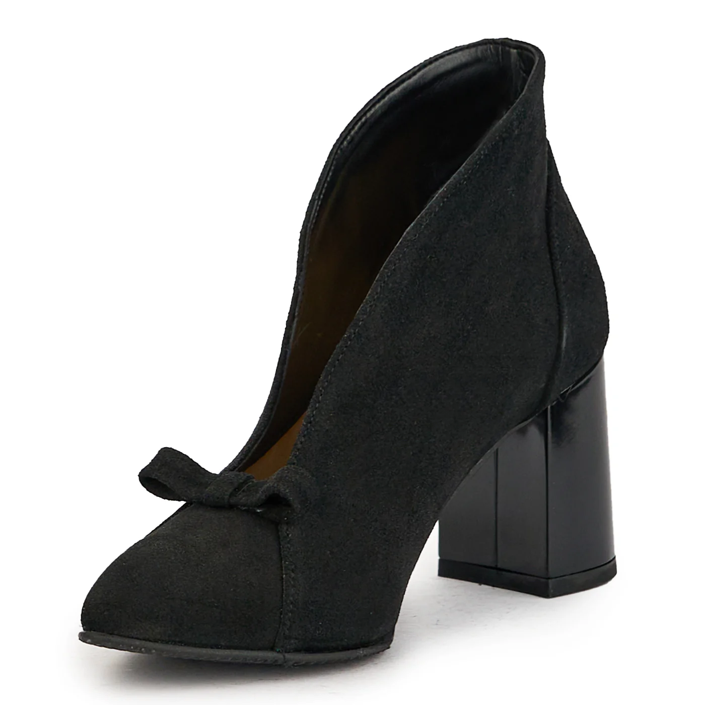 Botine dama din piele naturala neagra cu toc gros 7.5 cm 17342 - Image 3
