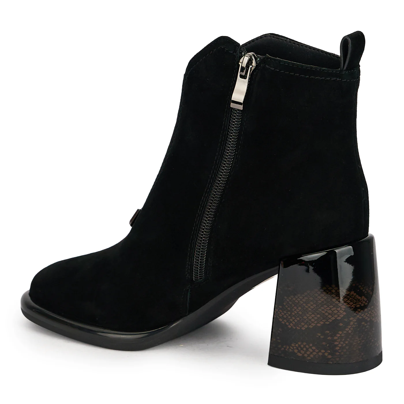 Botine dama din piele naturala neagra cu toc gros 7.5 cm 18997 - Image 2