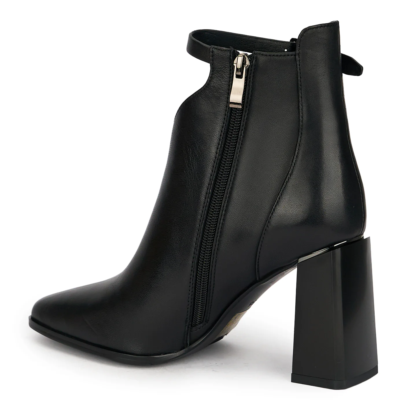 Botine dama din piele naturala neagra cu toc gros 8.5 cm 18999 - Image 2