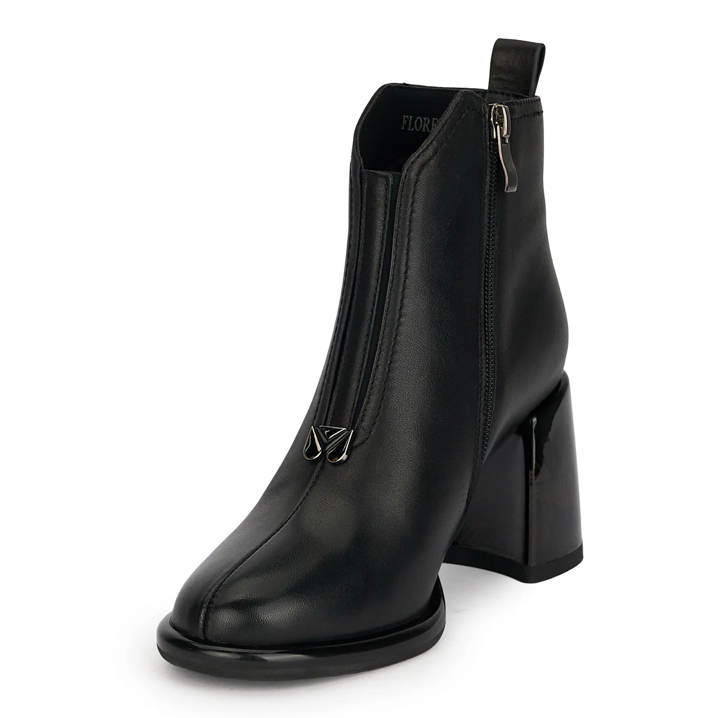 Botine dama din piele naturala neagra cu toc gros 7.5 cm 18998 - Image 3