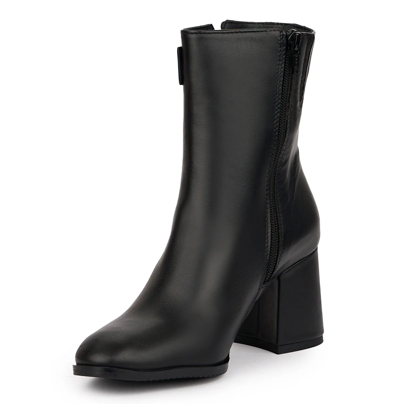 Botine dama din piele naturala neagra cu toc gros 7 cm 14258 - Image 3