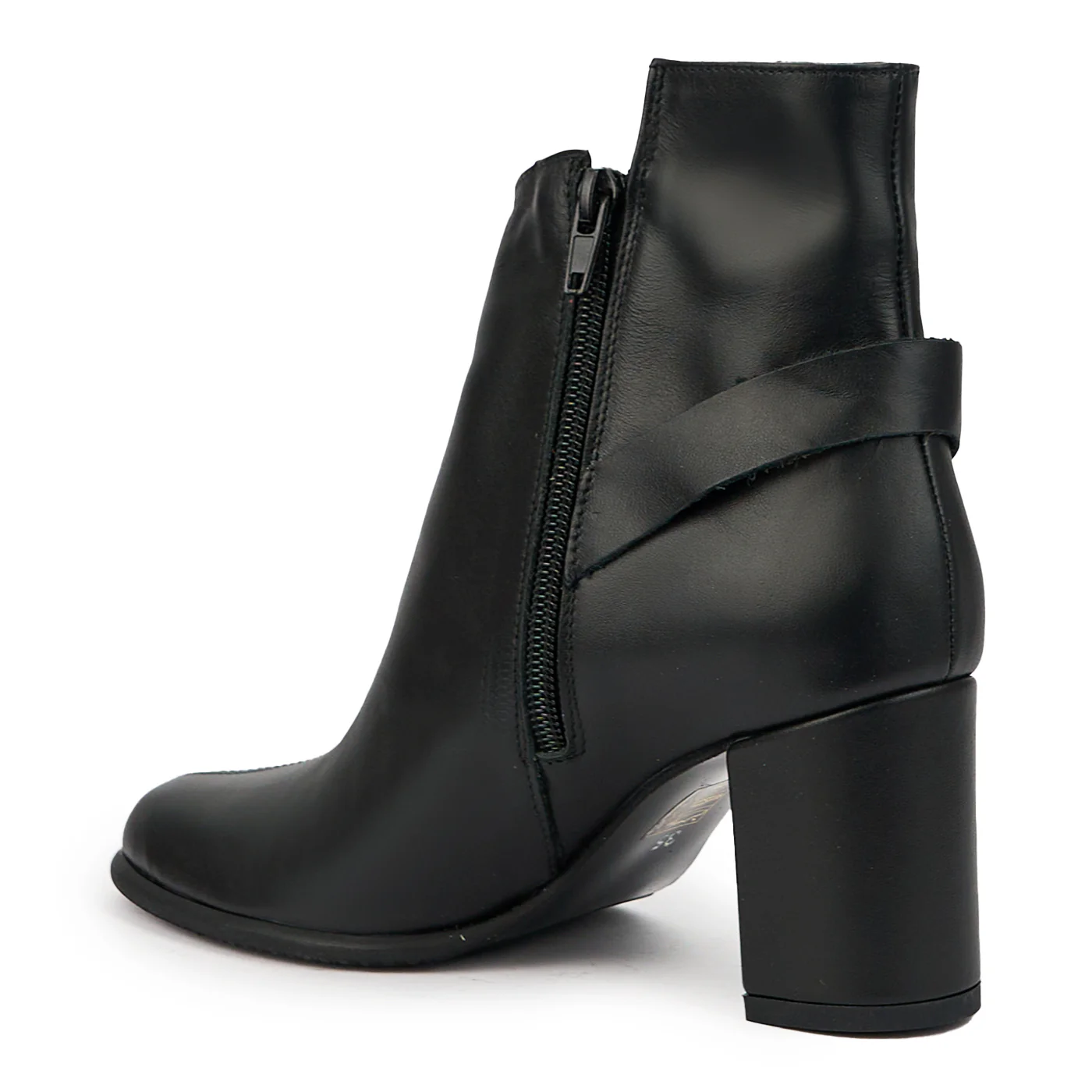 Botine dama din piele naturala neagra cu toc gros 7 cm 14744 - Image 2