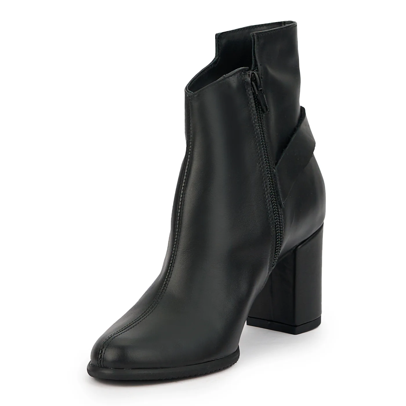Botine dama din piele naturala neagra cu toc gros 7 cm 14744 - Image 3