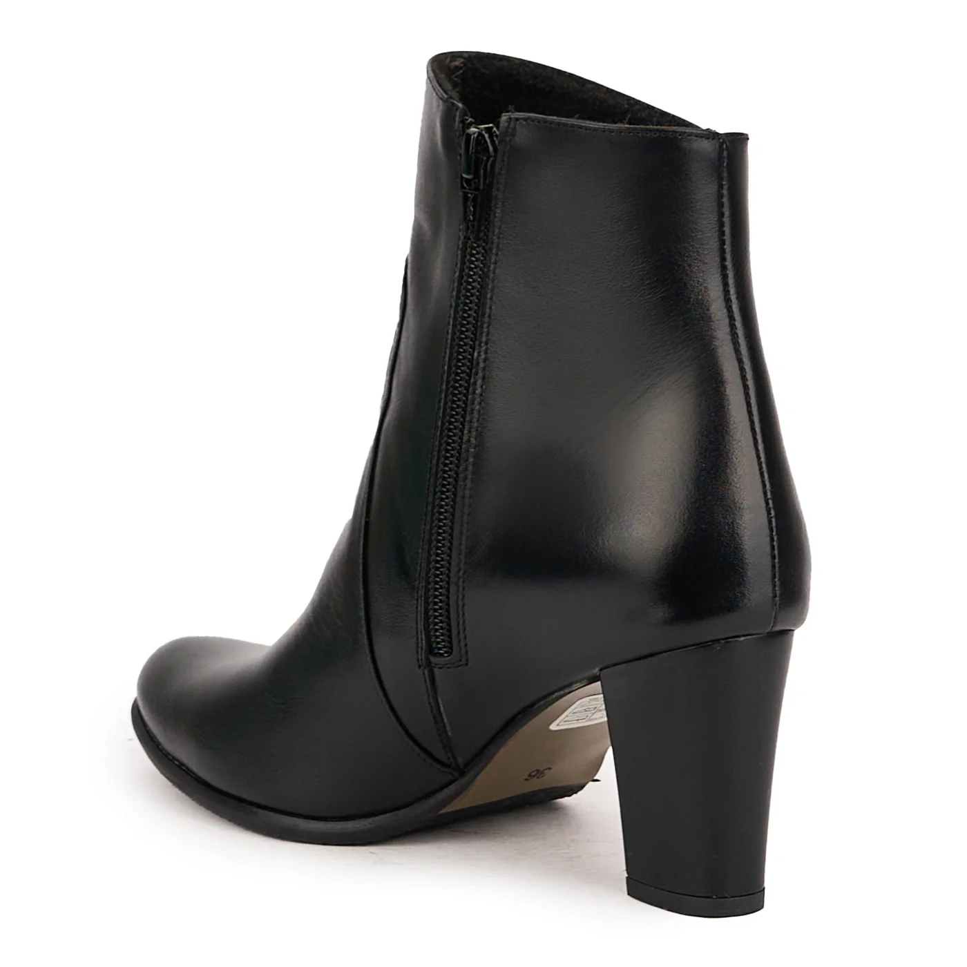 Botine dama din piele naturala neagra cu toc gros 7 cm 16797 - Image 2