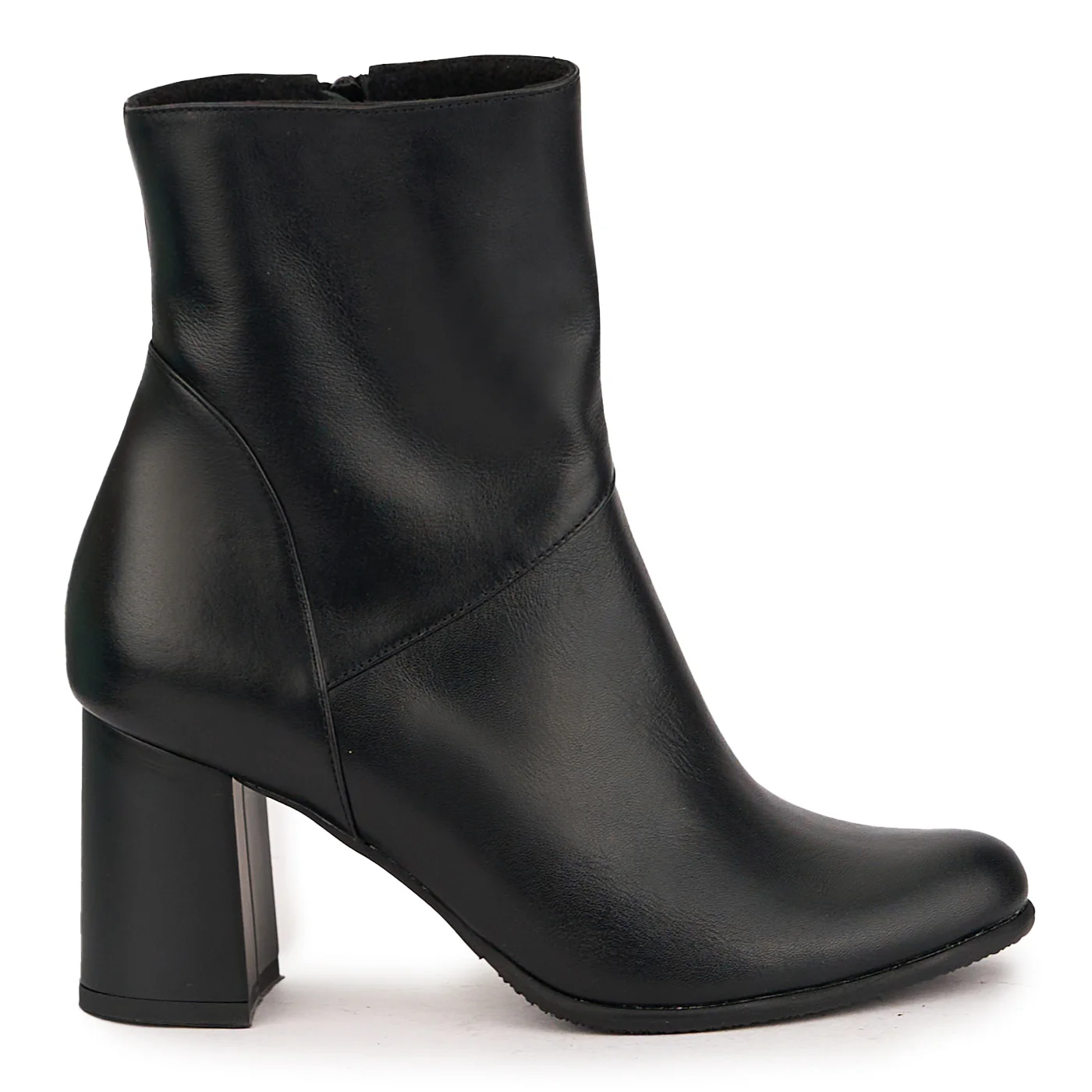 Botine dama din piele naturala neagra cu toc gros 7 cm 16802