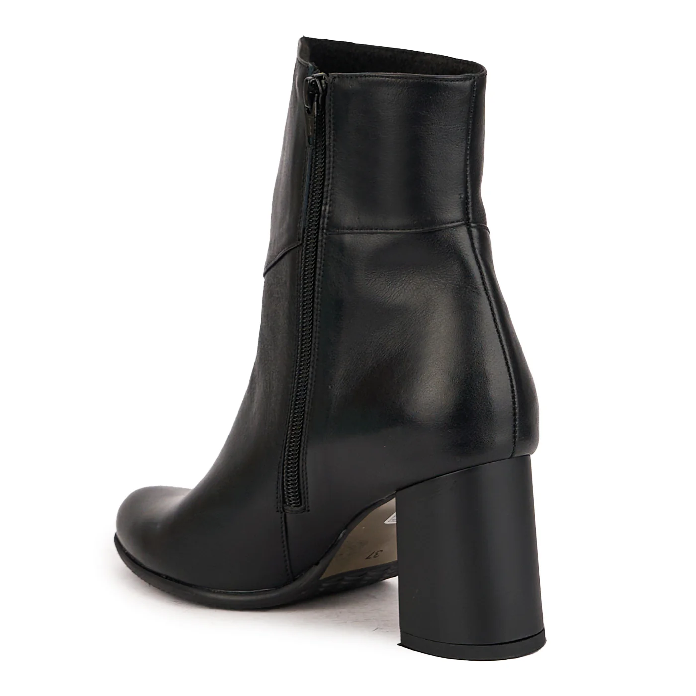 Botine dama din piele naturala neagra cu toc gros 7 cm 16802 - Image 2