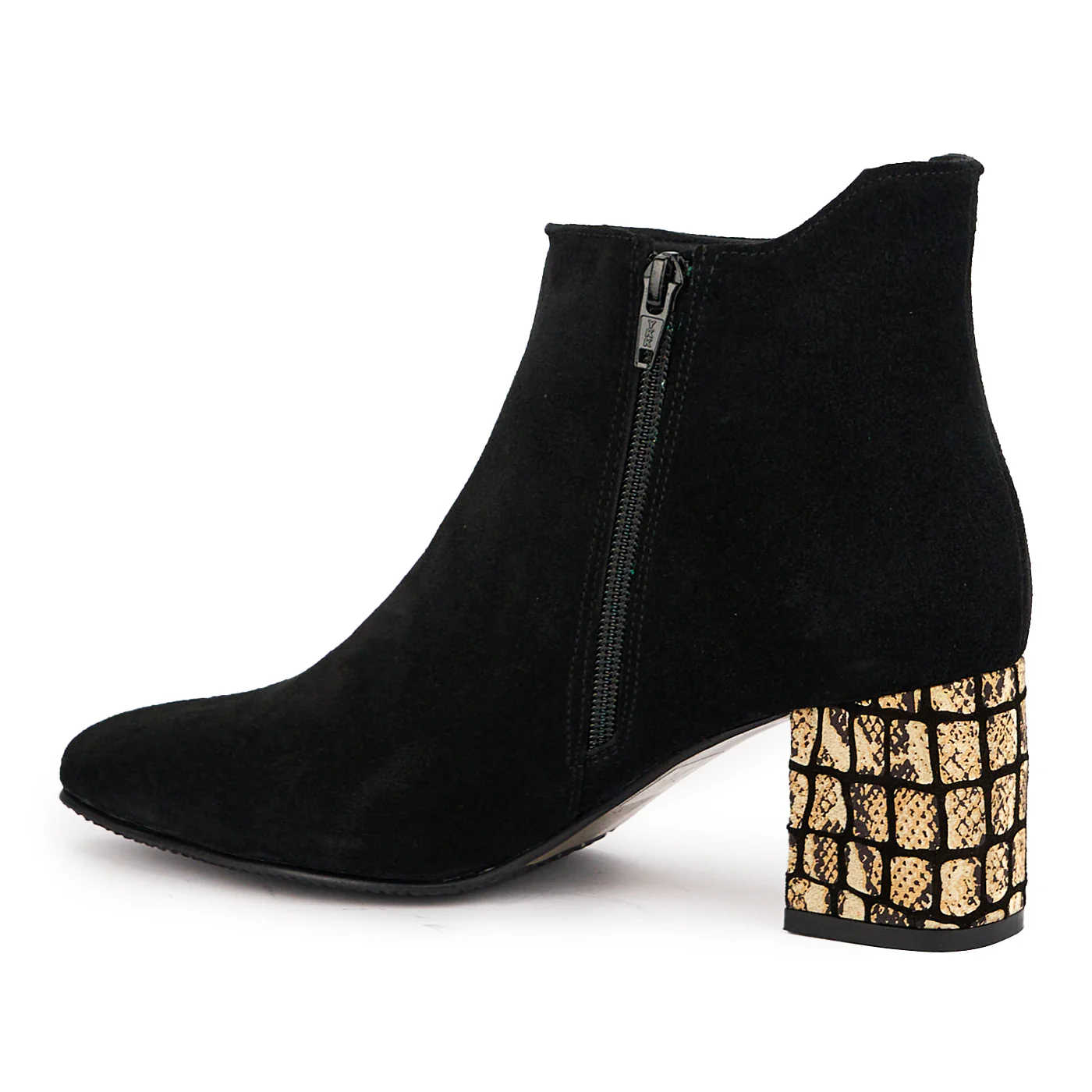 Botine dama din piele naturala neagra cu toc gros 7 cm 16892 - Image 2