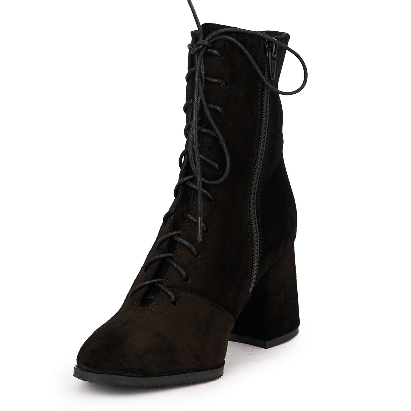 Botine dama din piele naturala neagra cu toc gros 7 cm 17122 - Image 3