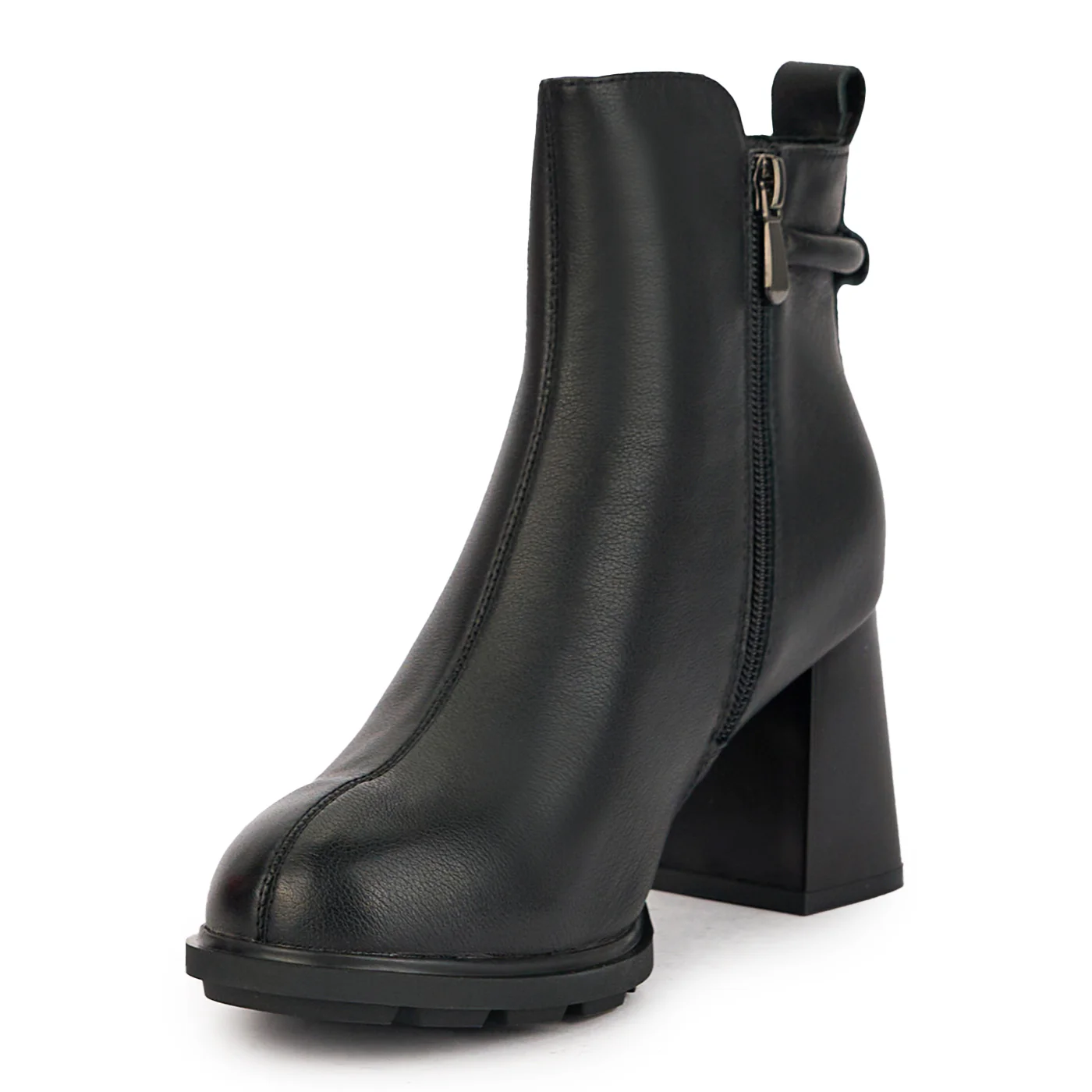 Botine dama din piele naturala neagra cu toc gros 7 cm 17294 - Image 3