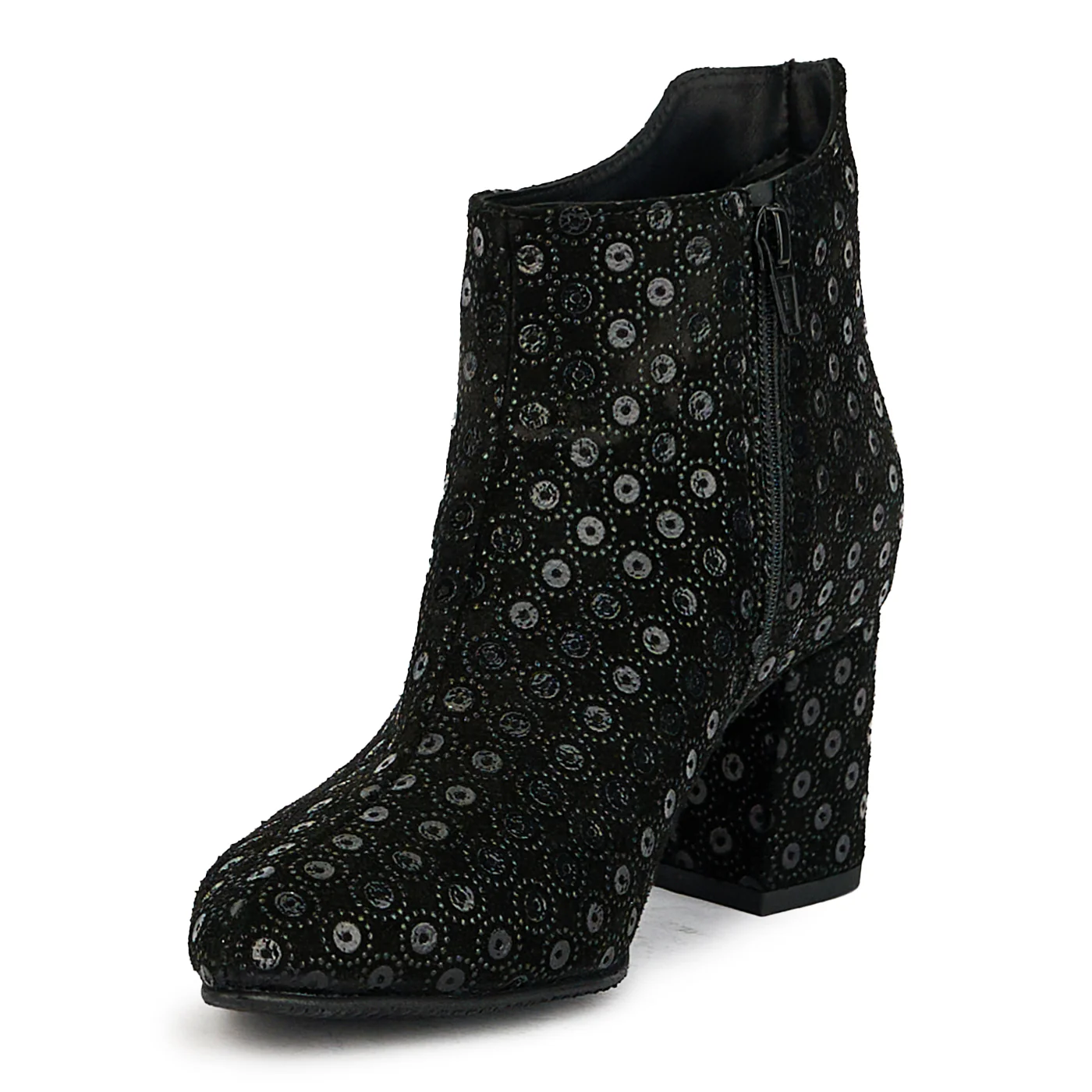 Botine dama din piele naturala neagra cu toc gros 7 cm 17408 - Image 3