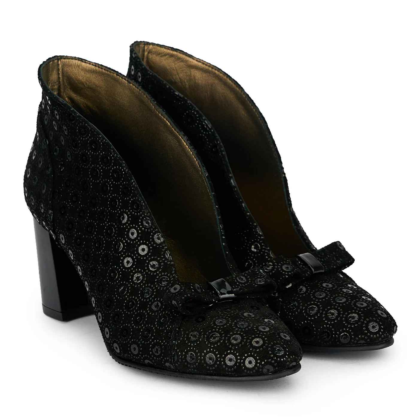 Botine dama din piele naturala neagra cu toc gros 7 cm 19690 - Image 4