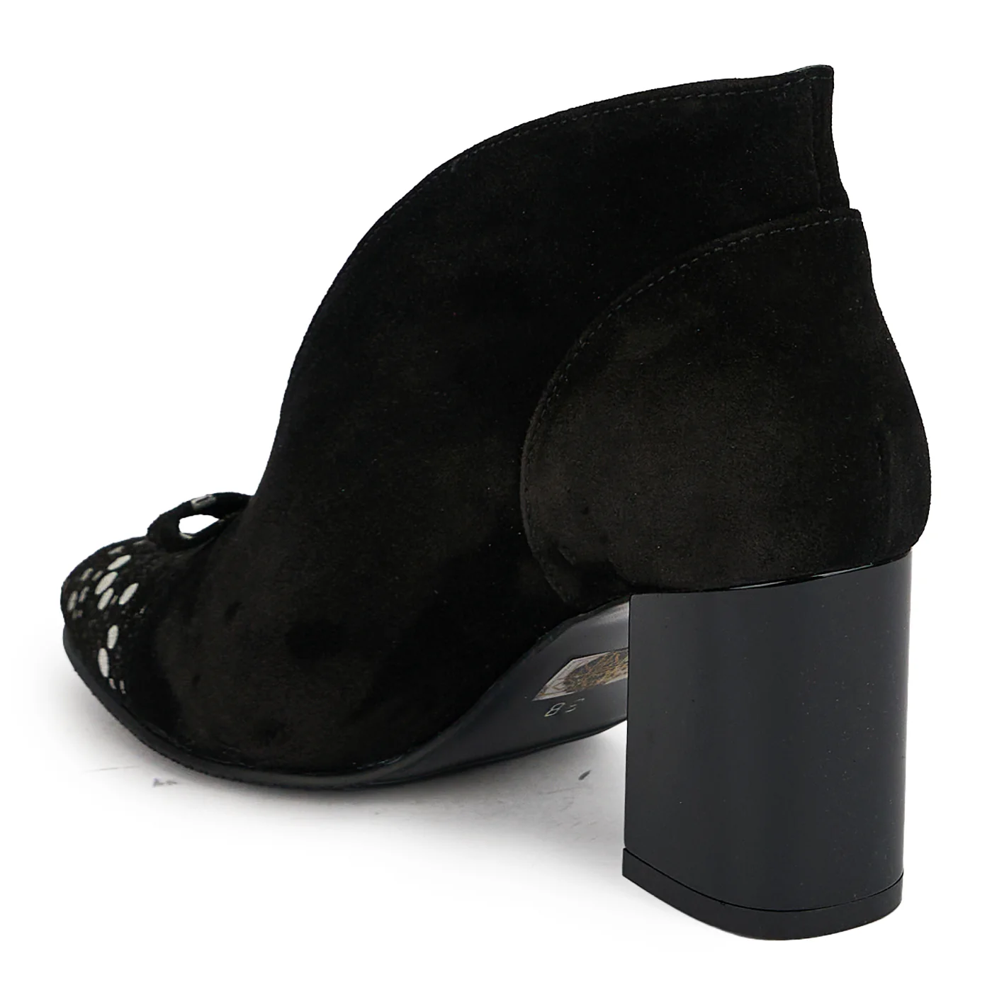 Botine dama din piele naturala neagra cu toc gros 7 cm 19713 - Image 2