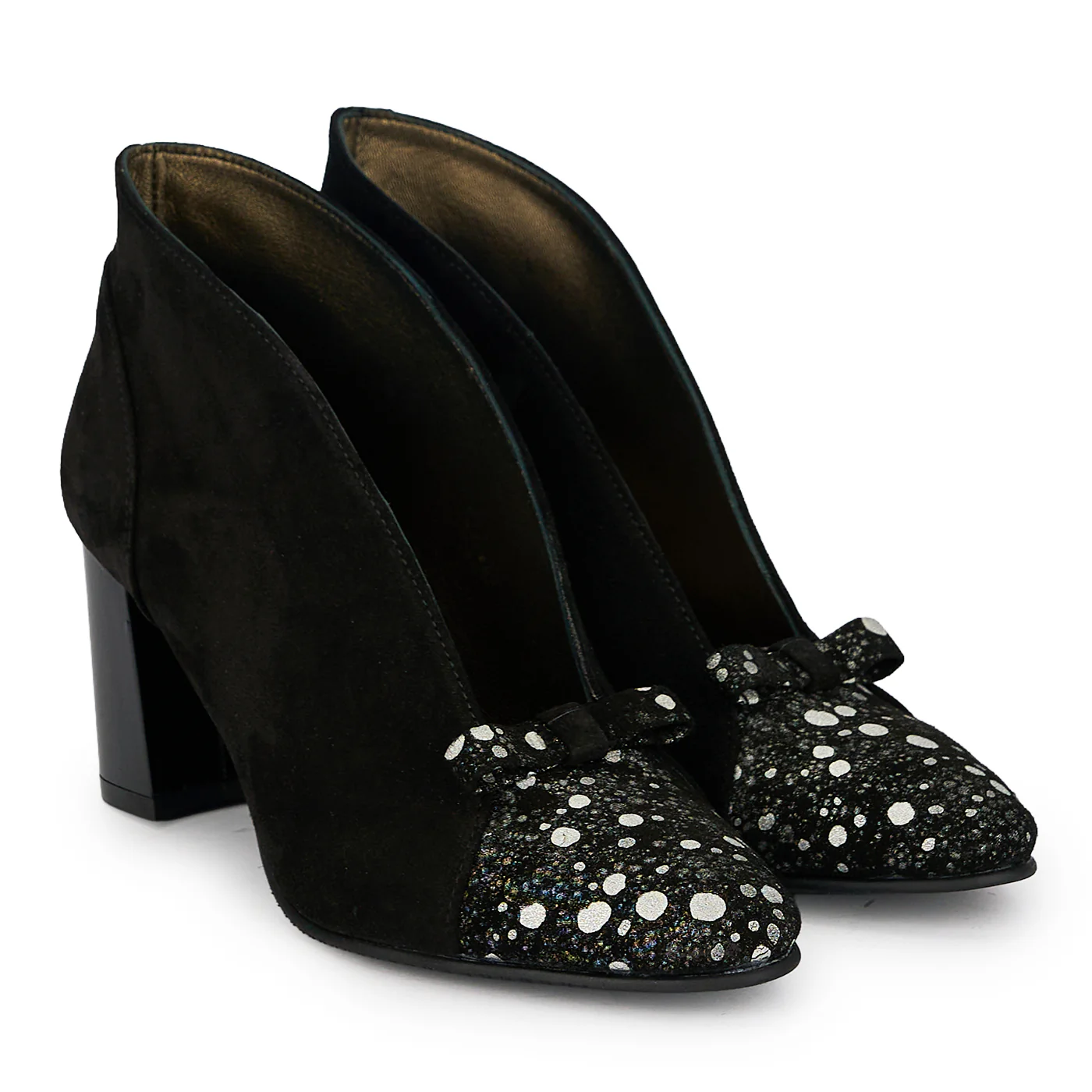 Botine dama din piele naturala neagra cu toc gros 7 cm 19713 - Image 4
