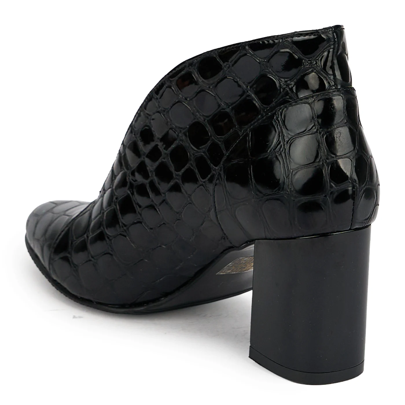 Botine dama din piele naturala neagra cu toc gros 7 cm 19715 - Image 2