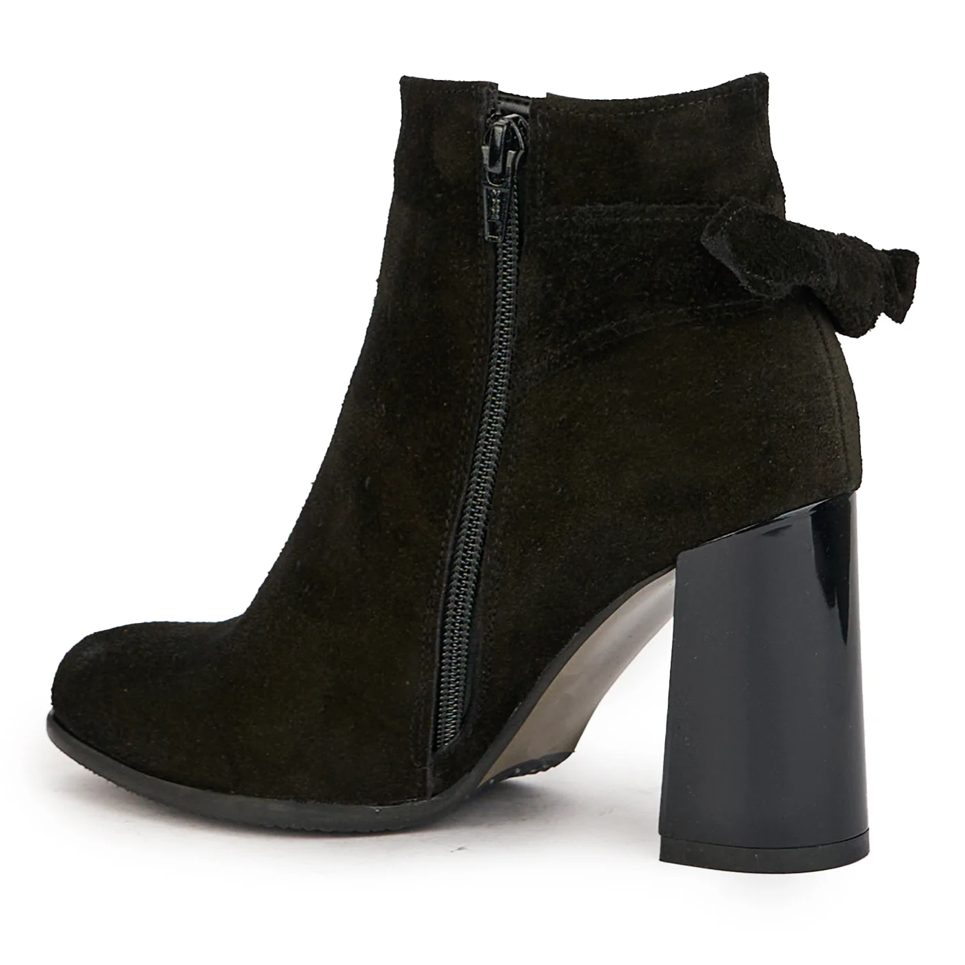 Botine dama din piele naturala neagra cu toc gros 8.5 cm 17217 - Image 2