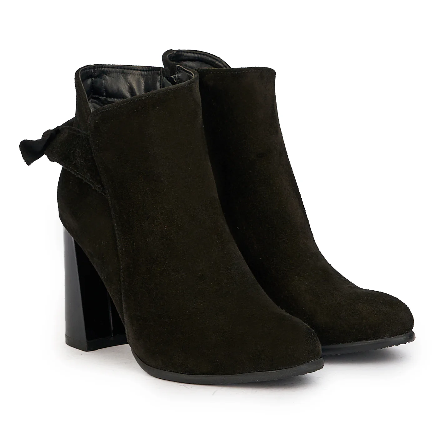 Botine dama din piele naturala neagra cu toc gros 8.5 cm 17217 - Image 4