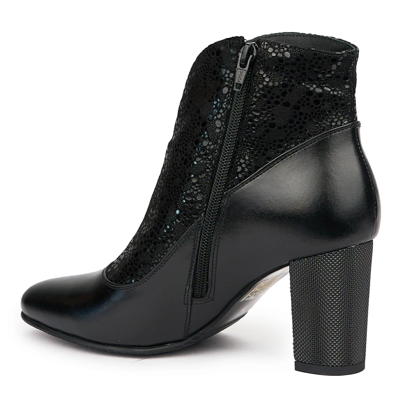 Botine dama din piele naturala neagra cu toc gros 8 cm 14500 - Image 2
