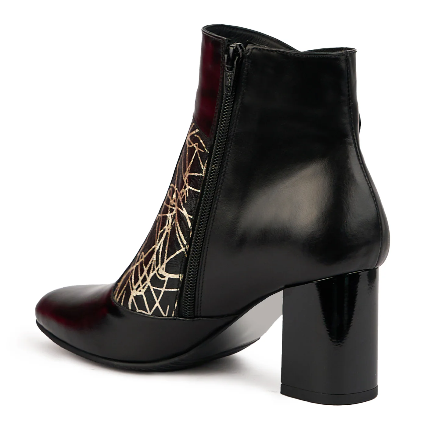 Botine dama din piele naturala neagra cu toc gros 8 cm 14623 - Image 2