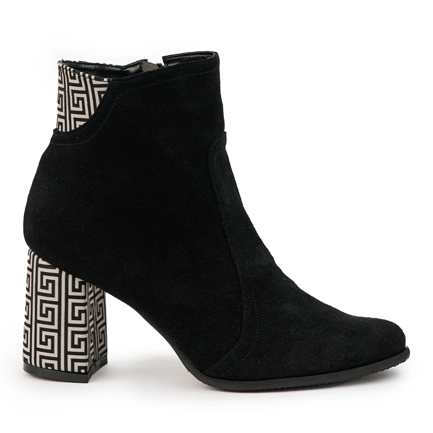 Botine dama din piele naturala neagra cu toc gros 8 cm 14727