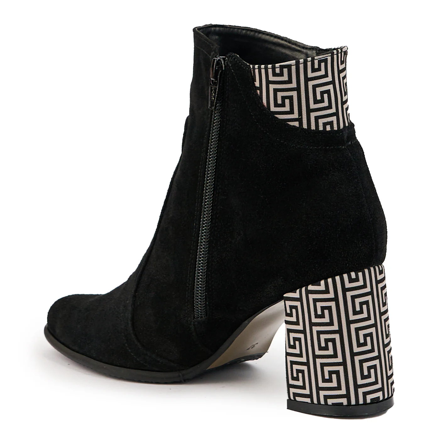 Botine dama din piele naturala neagra cu toc gros 8 cm 14727 - Image 2