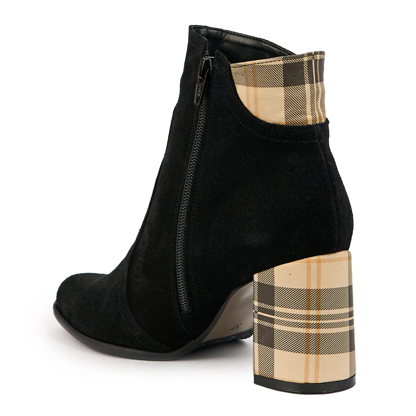 Botine dama din piele naturala neagra cu toc gros 8 cm 14728 - Image 2