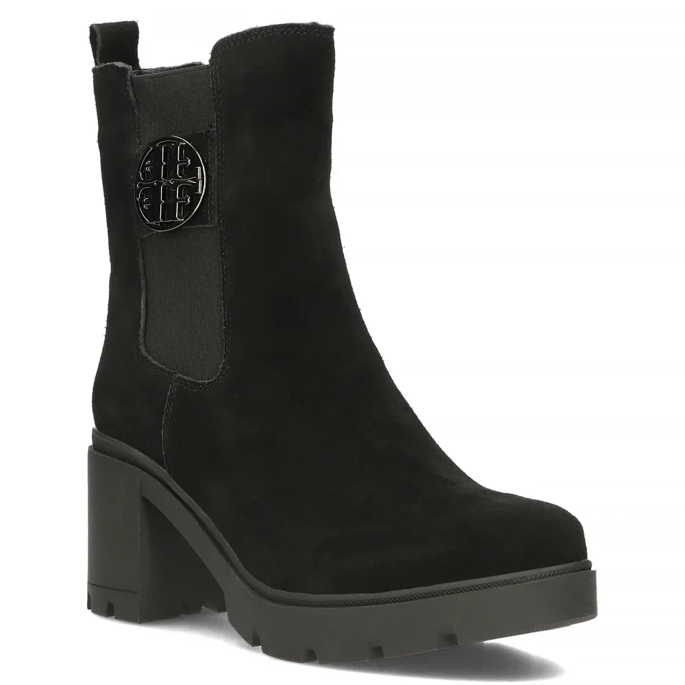 Botine dama din piele naturala neagra cu toc gros 8 cm 14732 - Image 2