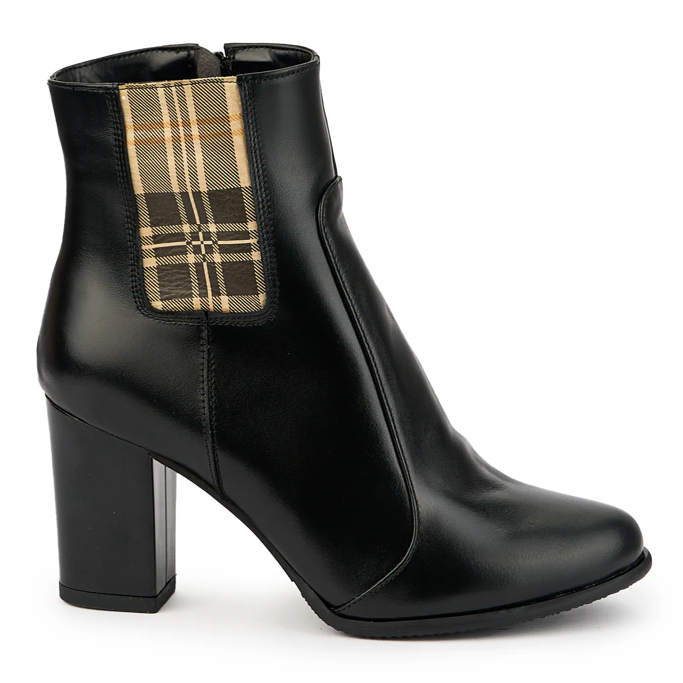 Botine dama din piele naturala neagra cu toc gros 8 cm 14923