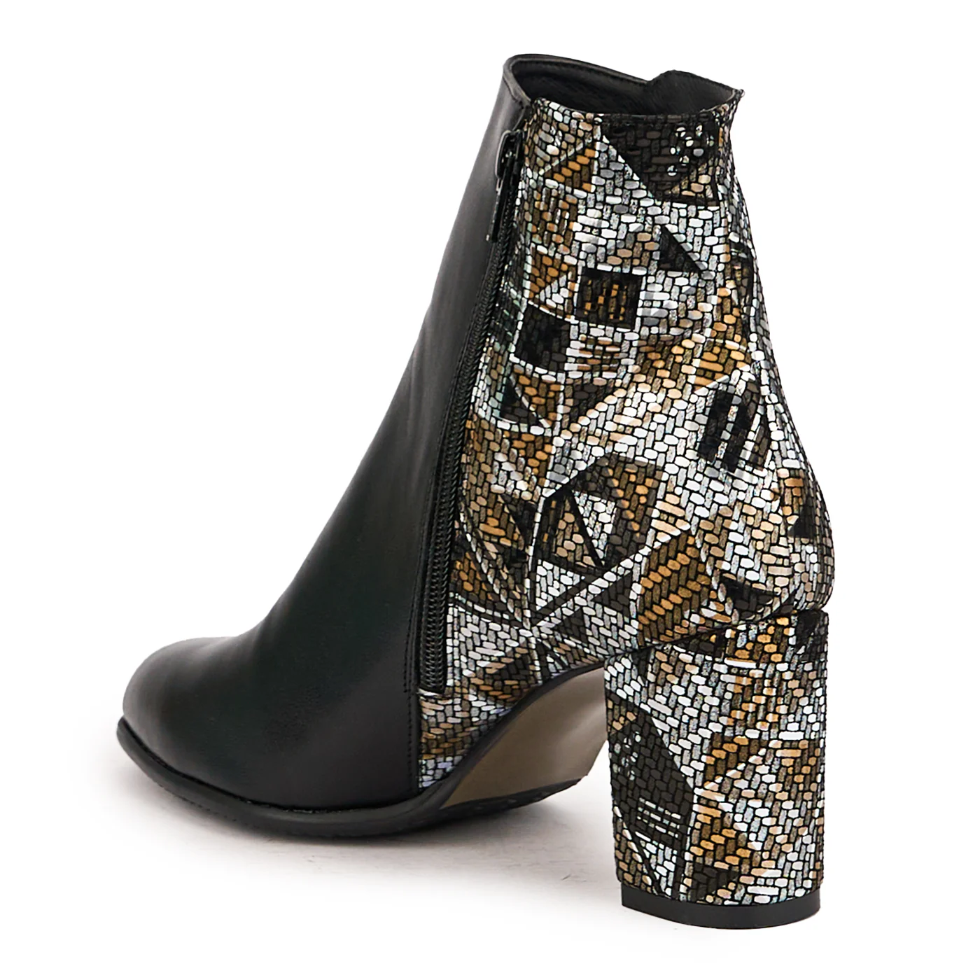 Botine dama din piele naturala neagra cu toc gros 8 cm 16708 - Image 2