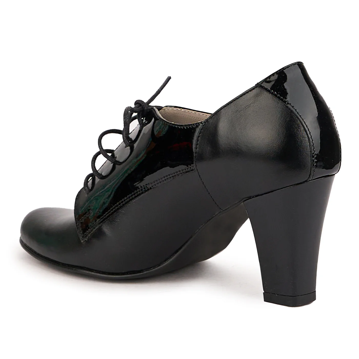 Botine dama din piele naturala neagra cu toc gros 8 cm 16795 - Image 2