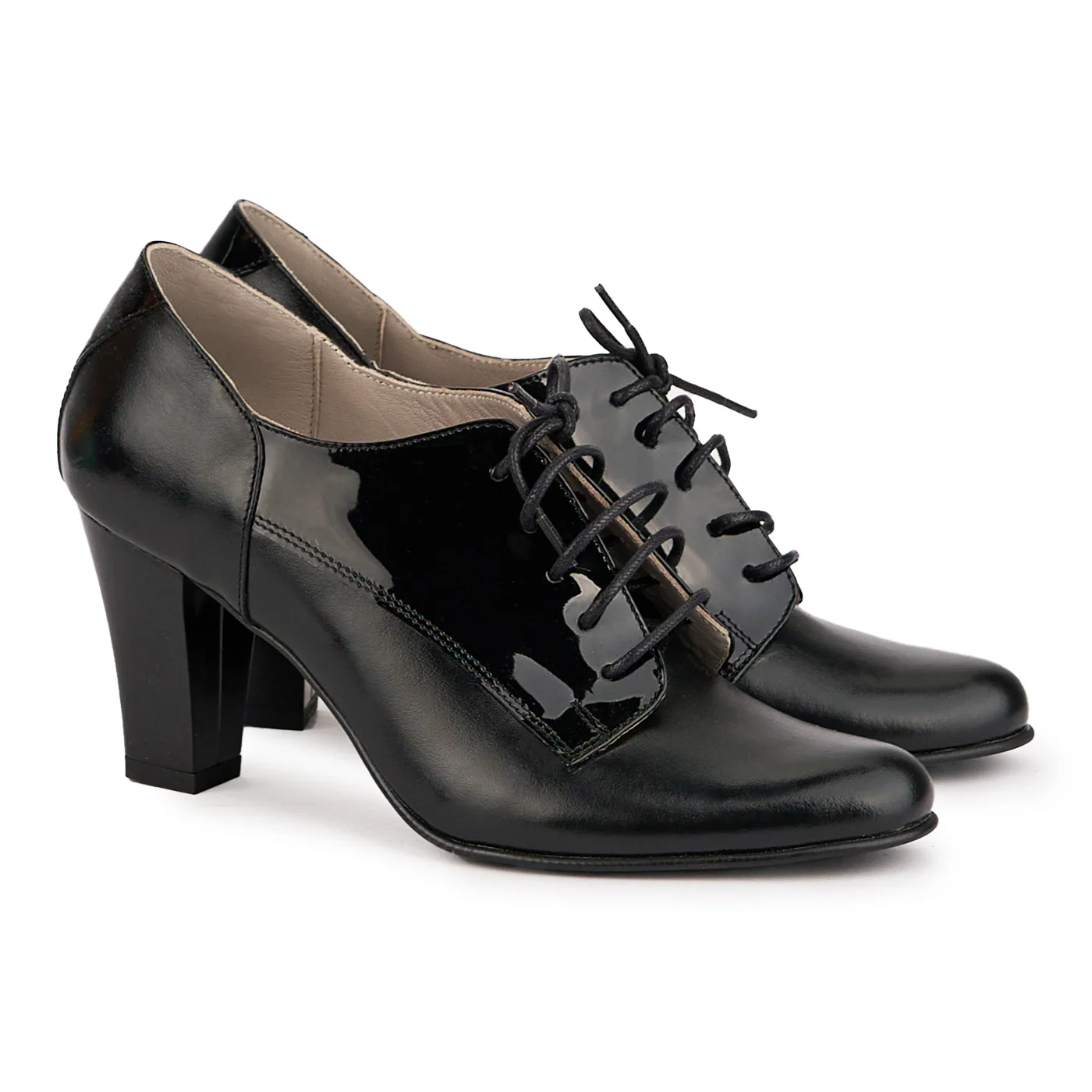 Botine dama din piele naturala neagra cu toc gros 8 cm 16795 - Image 4