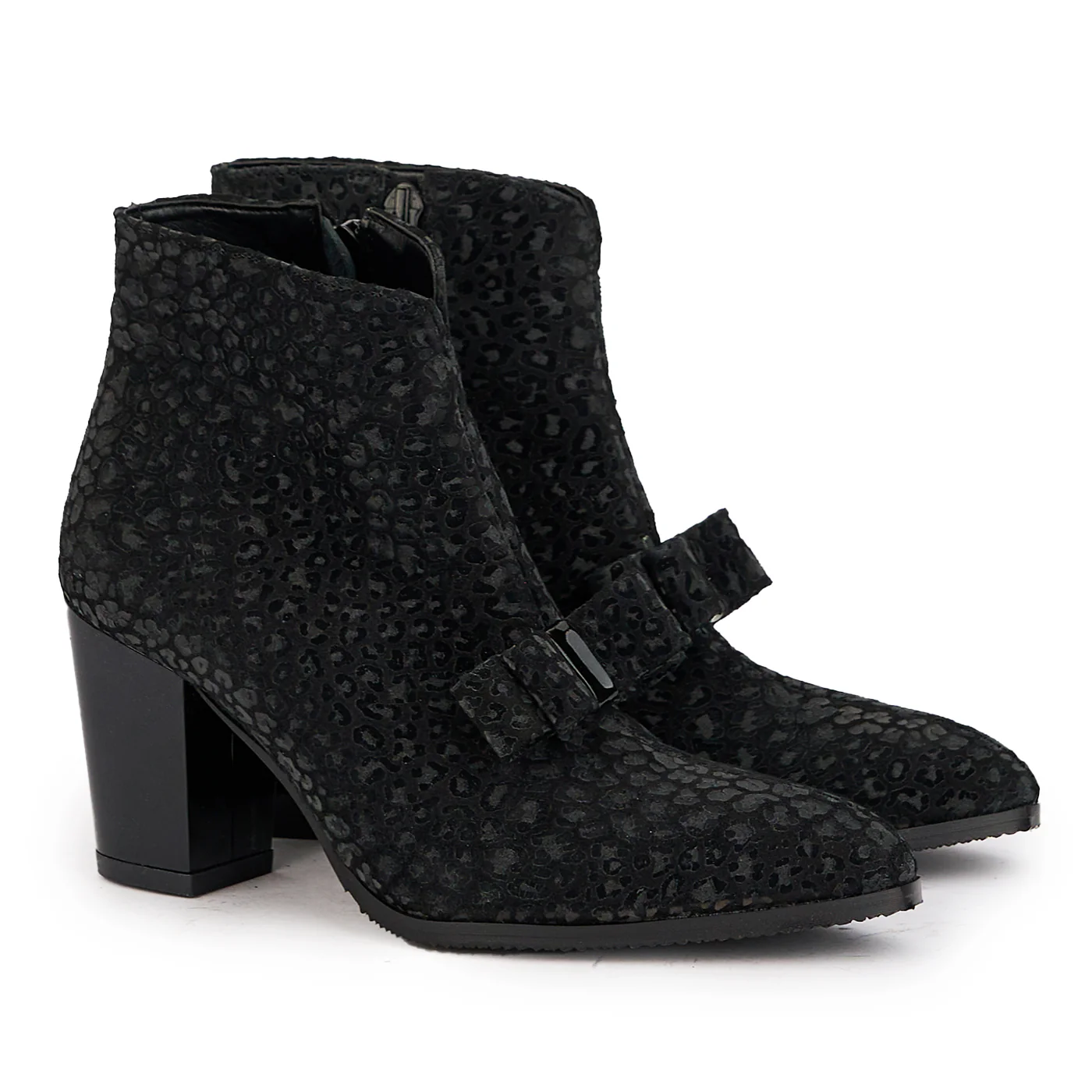 Botine dama din piele naturala neagra cu toc gros 8 cm 17167 - Image 4