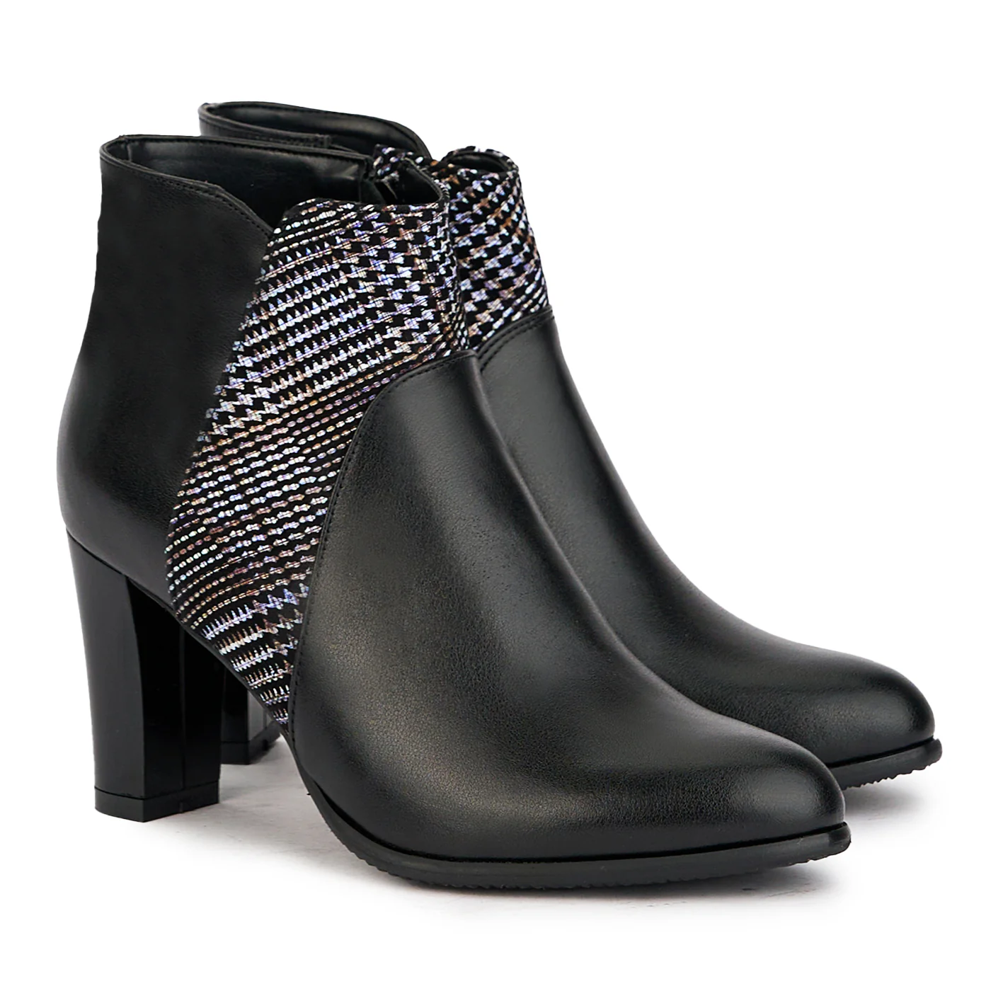 Botine dama din piele naturala neagra cu toc gros 8 cm 17246 - Image 4